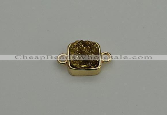 NGC5789 10*10mm square plated druzy agate connectors wholesale