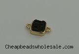 NGC5794 10*10mm square plated druzy agate connectors wholesale