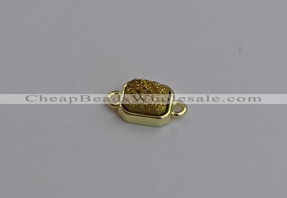 NGC5861 10*12mm rectangle plated druzy agate connectors wholesale
