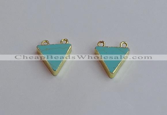 NGC5985 15*16mm triangle white howlite turquoise connectors