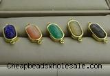 NGC5998 10*16mm oval mixed gemstone connectors wholesale