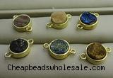 NGC6000 12mm coin plated druzy agate connectors wholesale