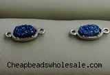 NGC6013 5*8mm oval plated druzy agate connectors wholesale