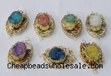 NGC615 22*30mm - 25*35mm freeform druzy agate connectors wholesale