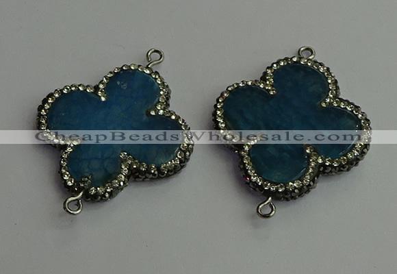 NGC6542 35*35mm flower agate gemstone connectors wholesale