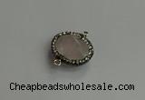 NGC6651 18*25mm faceted freeform rose quartz connectors