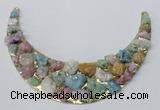 NGC674 80*120mm moon shaped druzy agate gemstone connectors