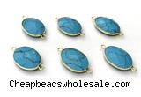 NGC7058 17*22mm faceted oval turquoise connectors