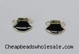 NGC723 15*20mm axe-shaped black agate connectors wholesale