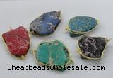 NGC849 25*35mm - 40*45mm freeform sea sediment jasper connectors