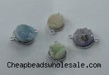 NGC89 12mm - 16mm flat round druzy agate connectors wholesale