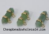 NGC955 7*30mm - 8*32mm sticks green aventurine connectors