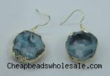 NGE07 20*25mm - 25*30mm freeform plated druzy agate earrings