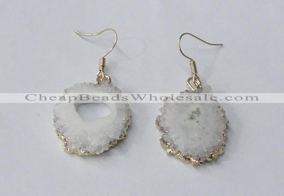 NGE128 18*20mm - 20*25mm freeform druzy agate gemstone earrings