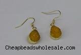 NGE243 10*12mm teardrop druzy agate gemstone earrings wholesale