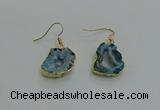 NGE261 13*18mm - 15*20mm freeform druzy agate earrings