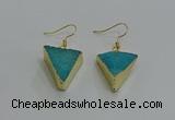NGE269 18*22mm - 20*22mm triangle druzy agate earrings