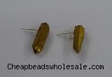 NGE290 9*18mm - 11*20mm nuggets plated druzy agate earrings