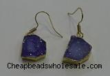 NGE322 10*14mm - 12*16mm freeform druzy agate gemstone earrings