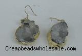 NGE35 20*25mm - 25*30mm freeform plated druzy agate earrings