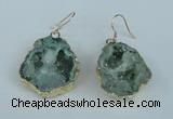 NGE38 20*25mm - 25*30mm freeform plated druzy agate earrings