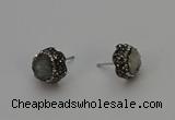 NGE5015 12mm freeform druzy agate gemstone earrings wholesale