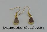 NGE5020 8*12mm teardrop druzy agate gemstone earrings wholesale