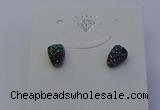 NGE5111 5*8mm freeform plated druzy quartz earrings wholesale