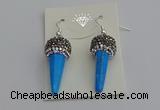 NGE5166 10*30mm faceted cone white howlite turquoise earrings
