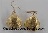 NGE54 18*20mm - 20*22mm freeform plated shell fossil earrings