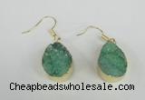 NGE88 15*20mm teardrop druzy agate gemstone earrings wholesale