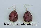 NGE91 18*25mm teardrop druzy agate gemstone earrings wholesale