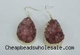 NGE96 20*30mm teardrop druzy agate gemstone earrings wholesale