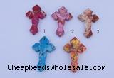 NGP04 5PCS 38*60mm cross dyed imperial jasper pendants wholesale