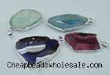 NGP1148 25*35mm - 35*45mm freeform druzy agate pendants with brass setting