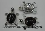 NGP1300 43*60mm tortoise agate pendants with crystal pave alloy settings