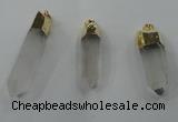NGP1351 10*45mm - 15*65mm faceted nuggets white crystal pendants