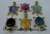 NGP1437 43*60mm tortoise agate pendants with crystal pave alloy settings
