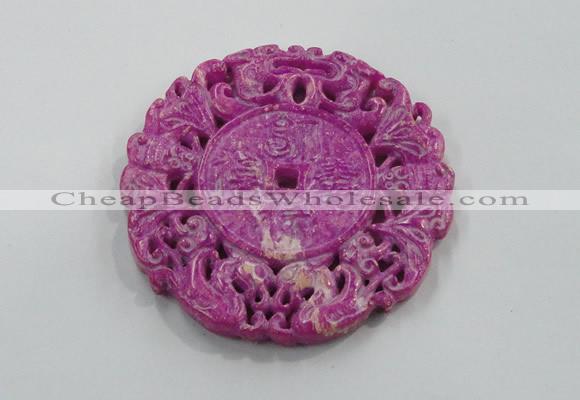 NGP1614 65*65mm Carved dyed natural hetian jade pendants wholesale
