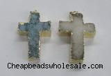 NGP1686 30*45mm - 32*50mm cross druzy agate pendants wholesale