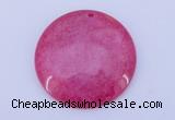 NGP170 2pcs 45mm flat round dyed white jade gemstone pendants