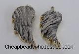NGP1744 28*55mm - 30*65mm carved leaf druzy agate pendants