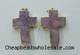 NGP1878 30*45mm - 32*50mm cross druzy agate gemstone pendants