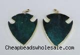 NGP1965 47*57mm arrowhead agate gemstone pendants wholesale