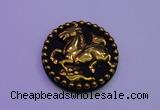 NGP2022 50mm carved gold plated matte black obsidian pendants