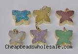 NGP2114 15*20mm - 18*25mm butterfly druzy agate gemstone pendants