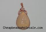 NGP2138 27*50mm agate gemstone pendants with crystal pave alloy settings