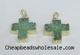 NGP2402 25*26mm - 27*28mm cross druzy agate pendants wholesale