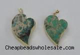 NGP2600 25*35mm - 35*45mm heart sea sediment jasper pendants