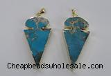 NGP2821 25*50mm - 27*55mm arrowhead sea sediment jasper pendants